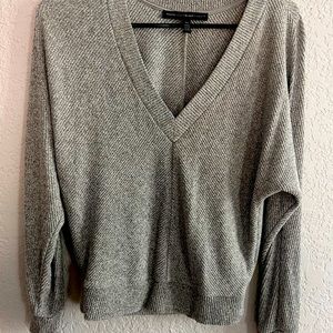 White House black market light grey ribbed sweater